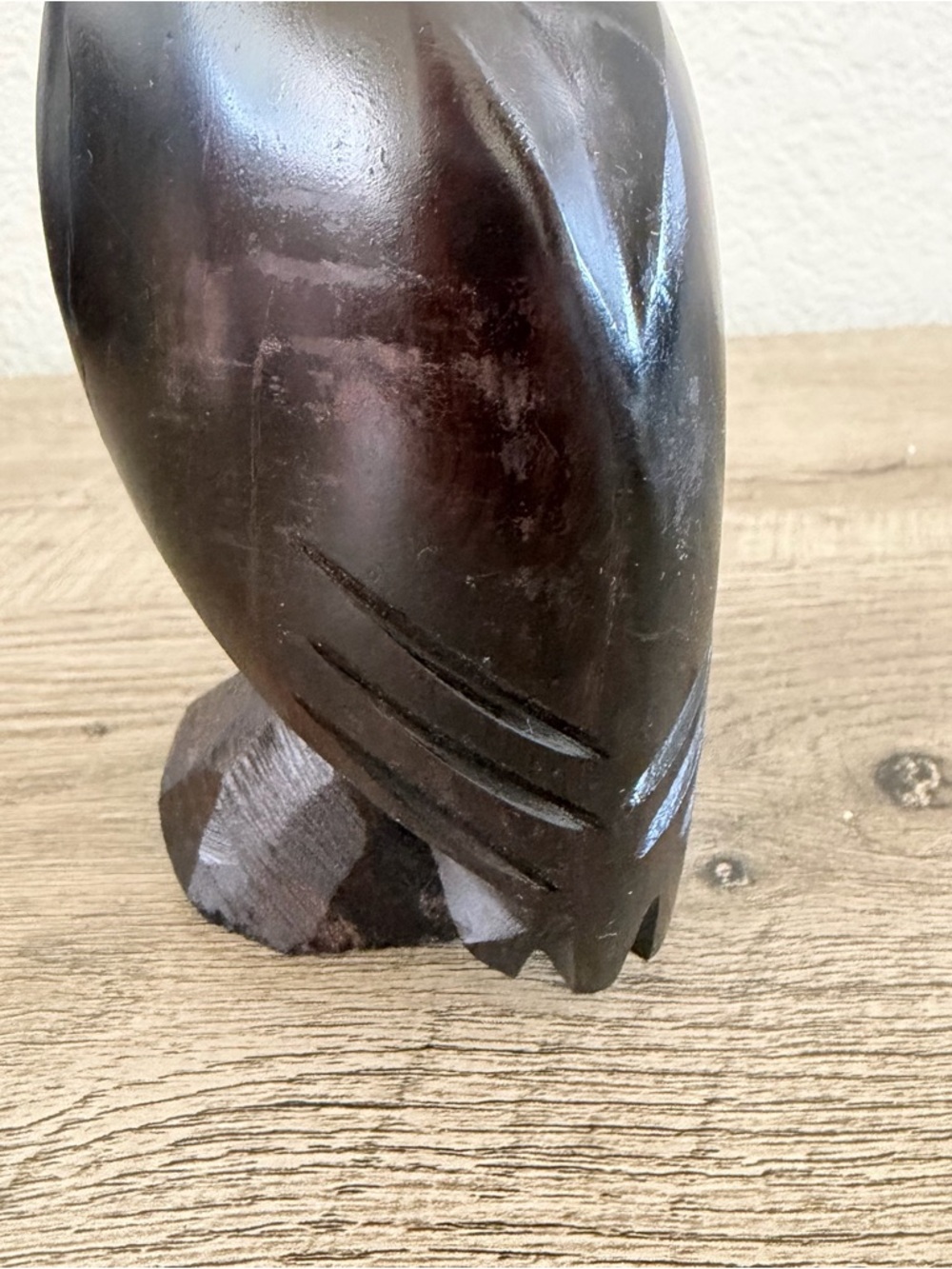 Hand Carved Dark Wood MCM Owl Figurine Statue Sculpture Folk Art 7”‎ Boho - Picture 5 of 7